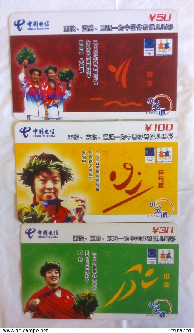 PHONECARD - 3 China 2004 Athens Olympics Phonecards - Cina