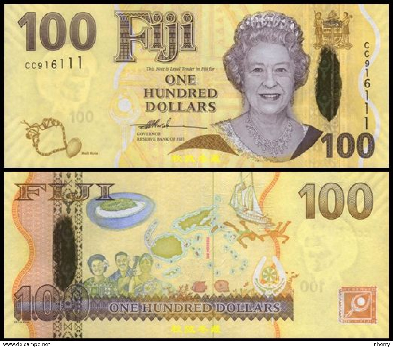 Fiji 100 Dollars, 2007, Hybrid, Lucky Number 111, UNC - Fidschi