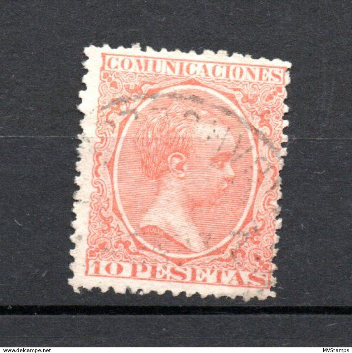 Spain 1889 Old 10 Peseta King Alfonso XIII Stamp (Michel 201) Nice Used - Gebraucht