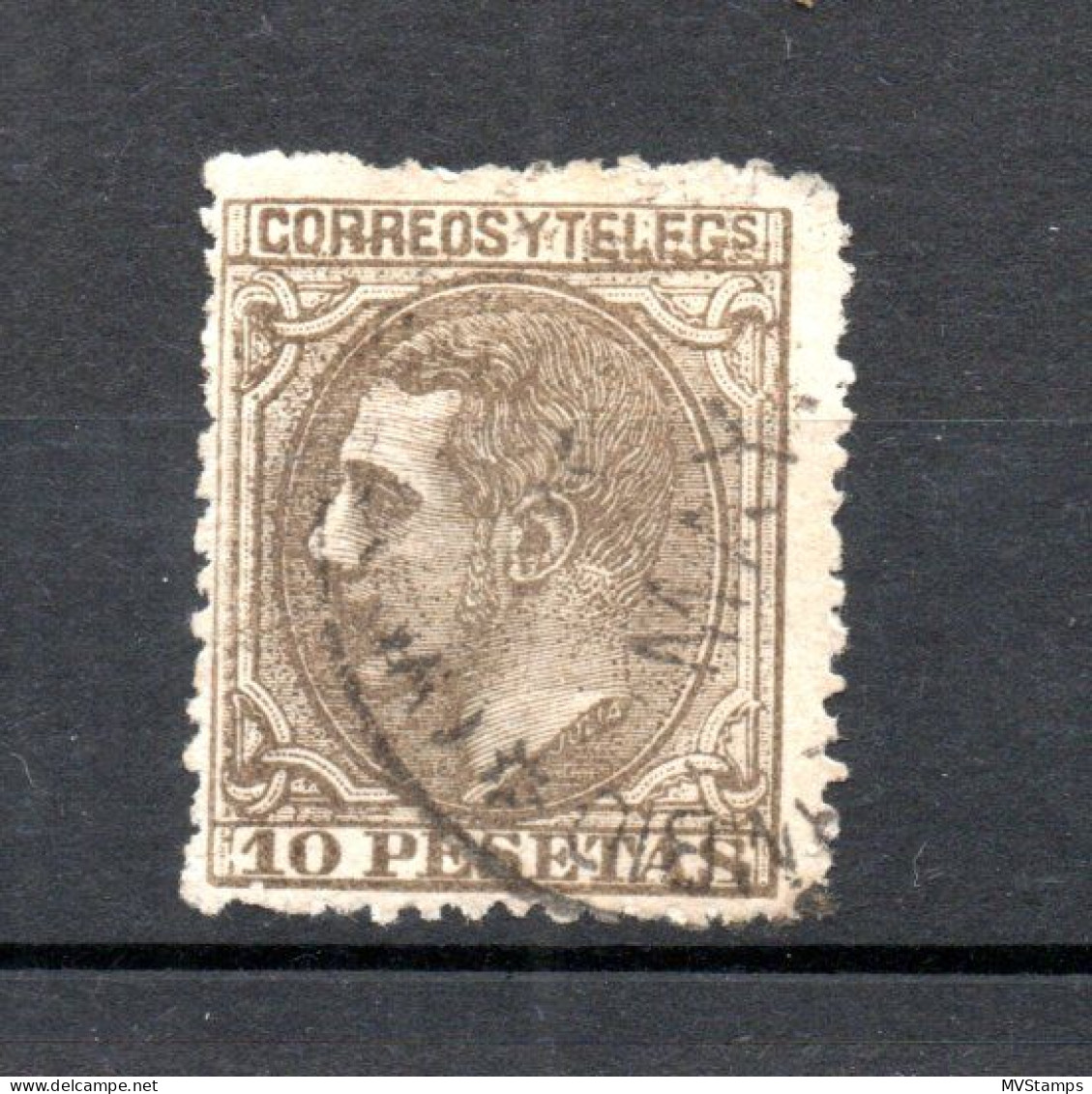 Spain 1879 Old 10 Peseta King Alfonso Stamp (Michel 185) Used - Gebruikt