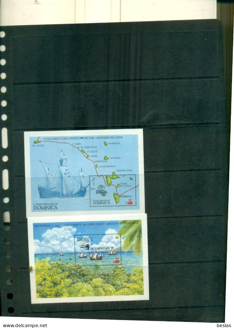 DOMINICA EXPOSITIONS PHILATELIQUES 88  2 BF  SURCHARGES NEUFS A PARTIR DE 1.75 EUROS - Dominica (1978-...)
