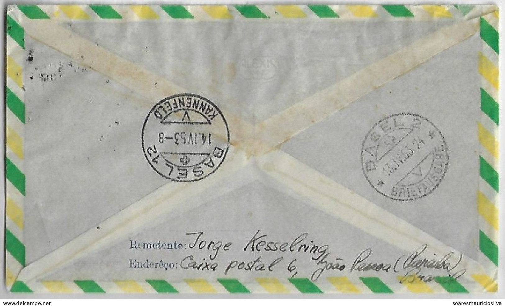 Brazil 1953 Registered Airmail Cover From João Pessoa To Basel Switzerland 2 Commemoretive Stamp + 2 Definitive - Cartas & Documentos