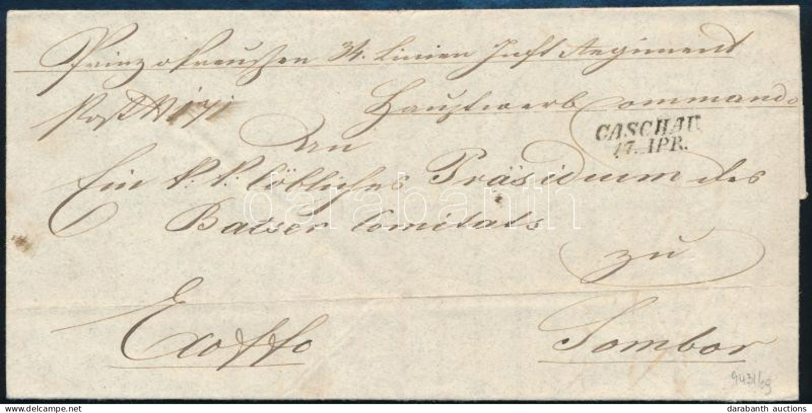 1850 Ex Offo Teljes Tartalommal "CASCHAU" - Sombor - Other & Unclassified