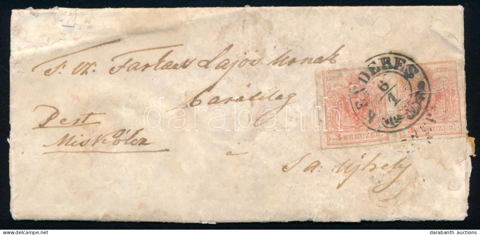 1850 3kr Pár Levélen Papírránccal "KENDERES" - Other & Unclassified