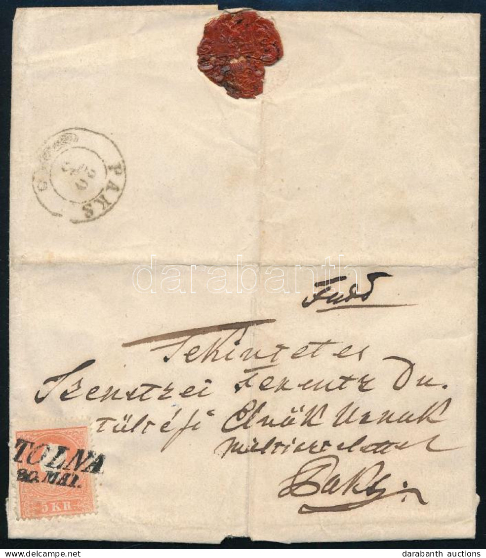 1859 5kr Levélen "TOLNA" - Paks - Autres & Non Classés