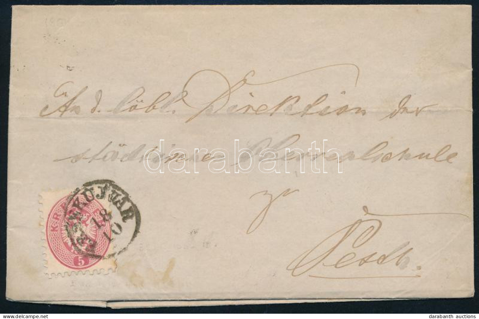 1866 5kr Levélen "ÉRSEKÚJVÁR" - Pesth - Other & Unclassified