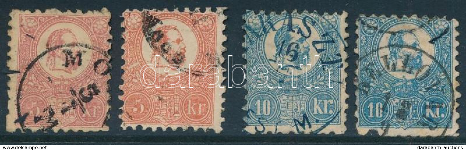 O 1871 2 X Kőnyomat 5kr és 2 X 10kr (hiányzó Fogak / Missing Perfs) - Other & Unclassified