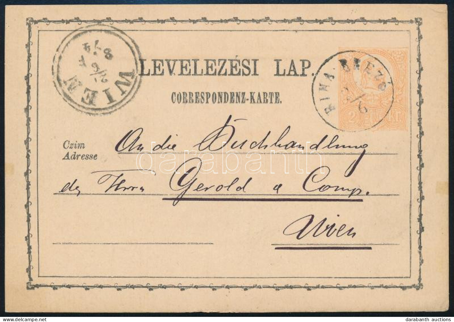 1874 2kr Díjjegyes Levelezőlap / PS-card "RIMA-BREZÓ" - Andere & Zonder Classificatie