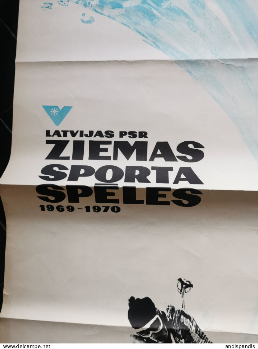 Soviet Sport Propaganda poster  " V Latvia Winter Games 1969 - 1970" /  USSR