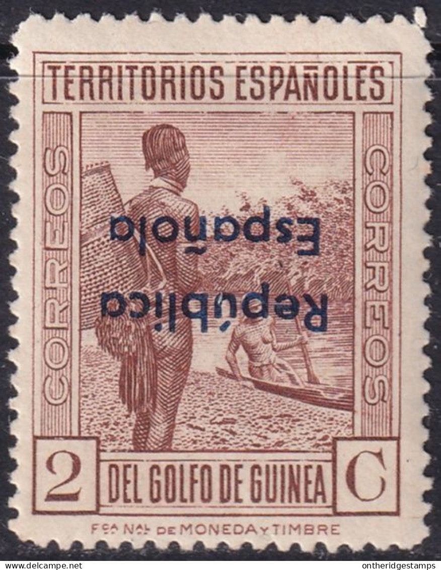 Spanish Guinea 1933 Sc 249 Ed 231hi Inverted Overprint Variety MLH* - Guinea Española