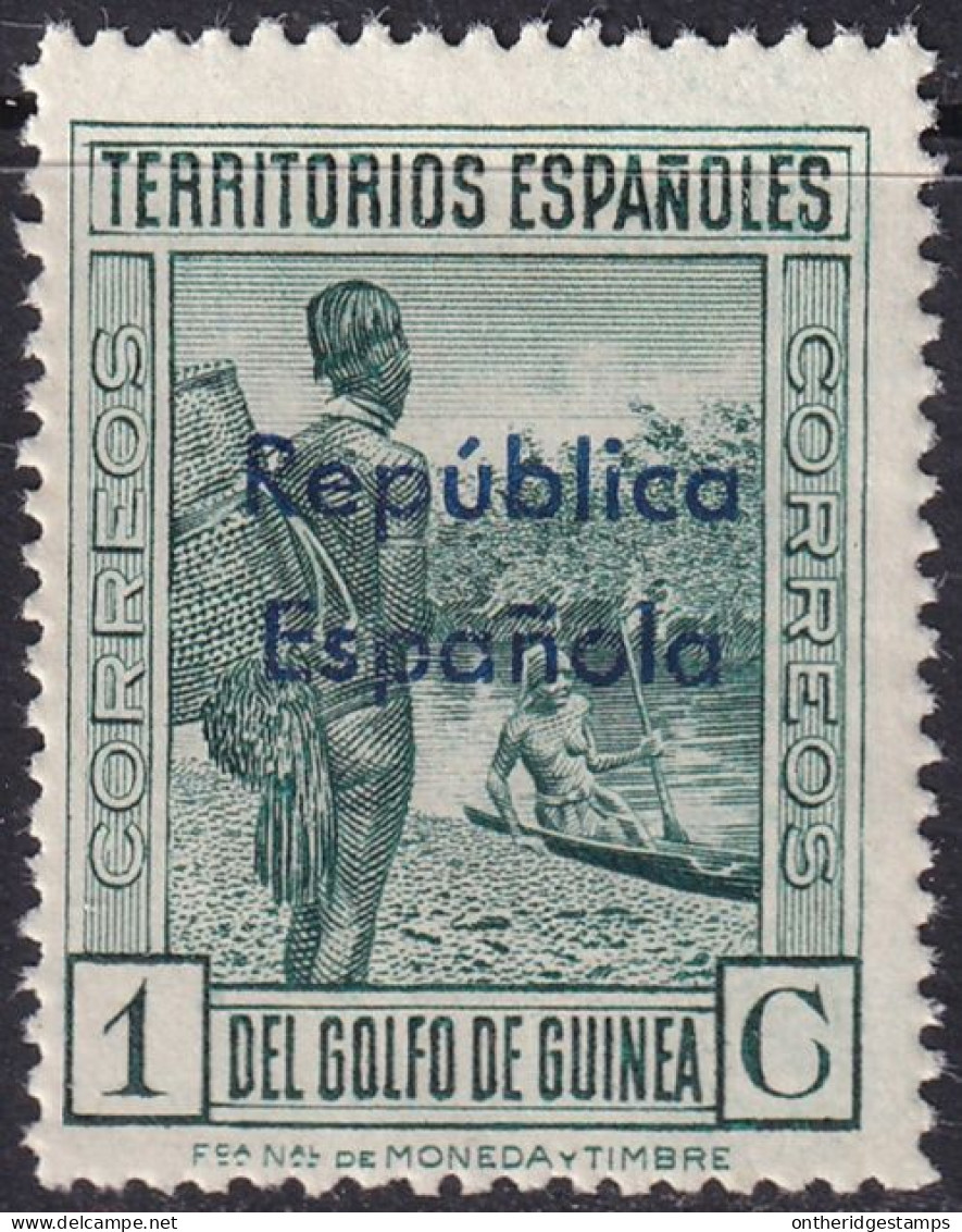 Spanish Guinea 1933 Sc 248 Ed 230hcc Blue Overprint Variety MNG(*) Light Crease - Guinea Española