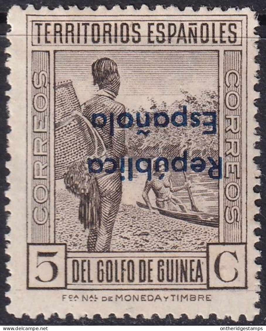 Spanish Guinea 1933 Sc 250 Ed 232hicc Blue Inverted Overprint Variety MLH* Partial Gum - Guinée Espagnole