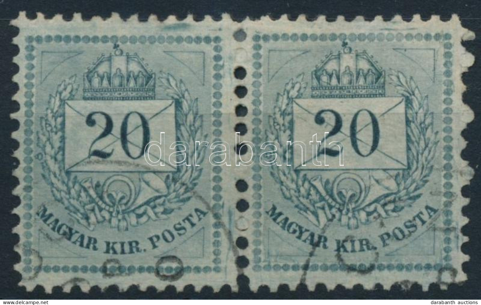 O 1881 Színesszámú 20kr Pár 11 1/2 Fogazással, Felül Karcok, Lemezjavítások - Autres & Non Classés