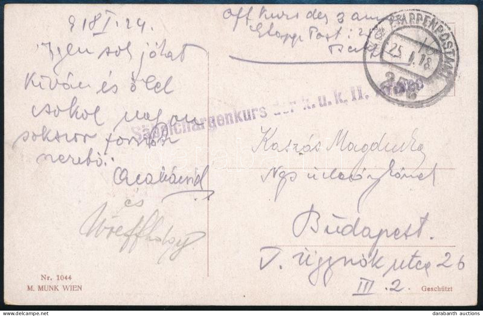 1918 Tábori Posta Képeslap "Säbelchargenkurs Der K.u.u. 11. Armee" + "EP 256" - Otros & Sin Clasificación