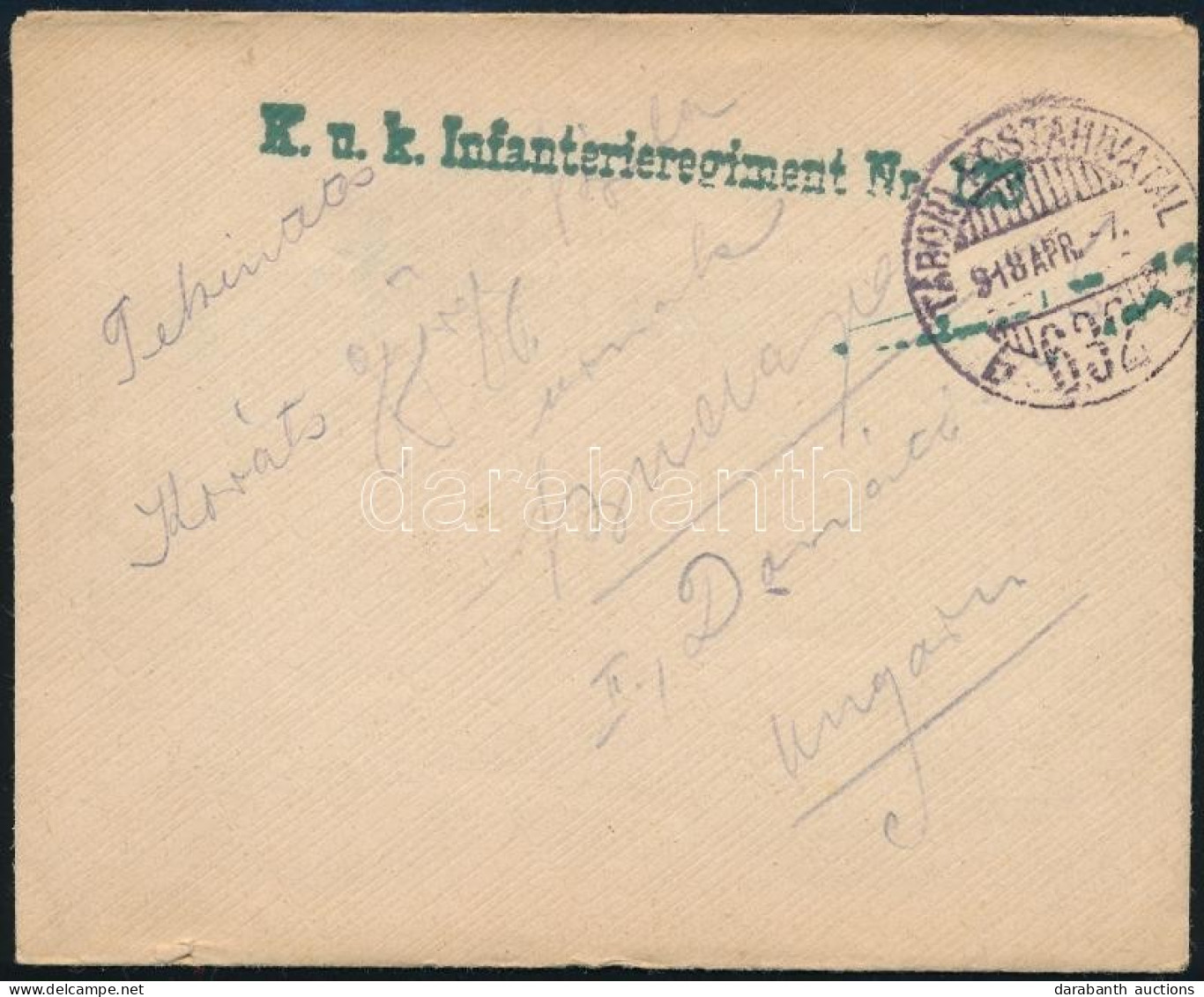 1918 Tábori Posta Levél / Field Post Cover "K.u.k. Infanterieregiment Nr. 123" + "TP 632" - Andere & Zonder Classificatie