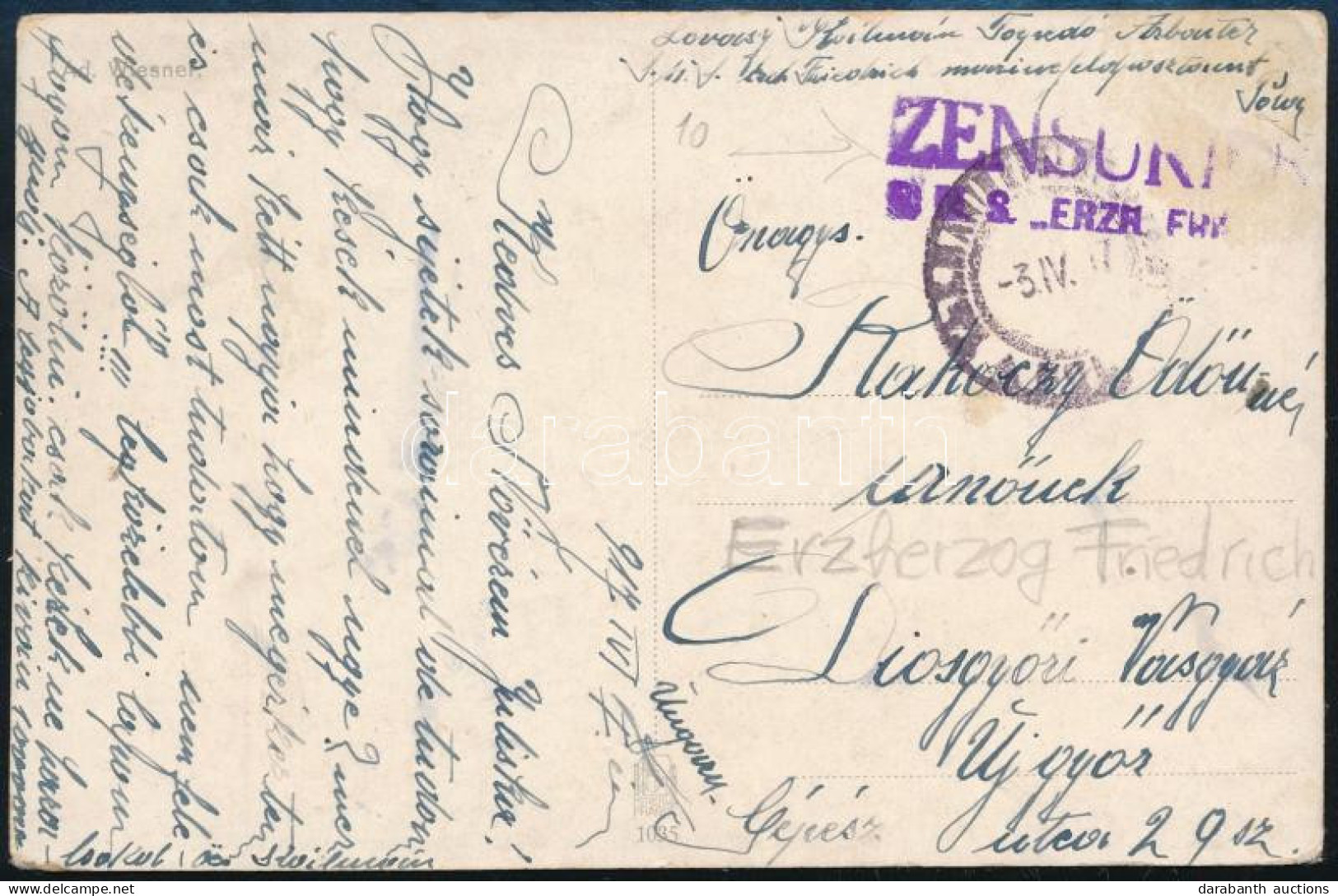 1917 Tábori Posta Képeslap "S.M.S. ERZH. FRI(EDRICH)" - Sonstige & Ohne Zuordnung