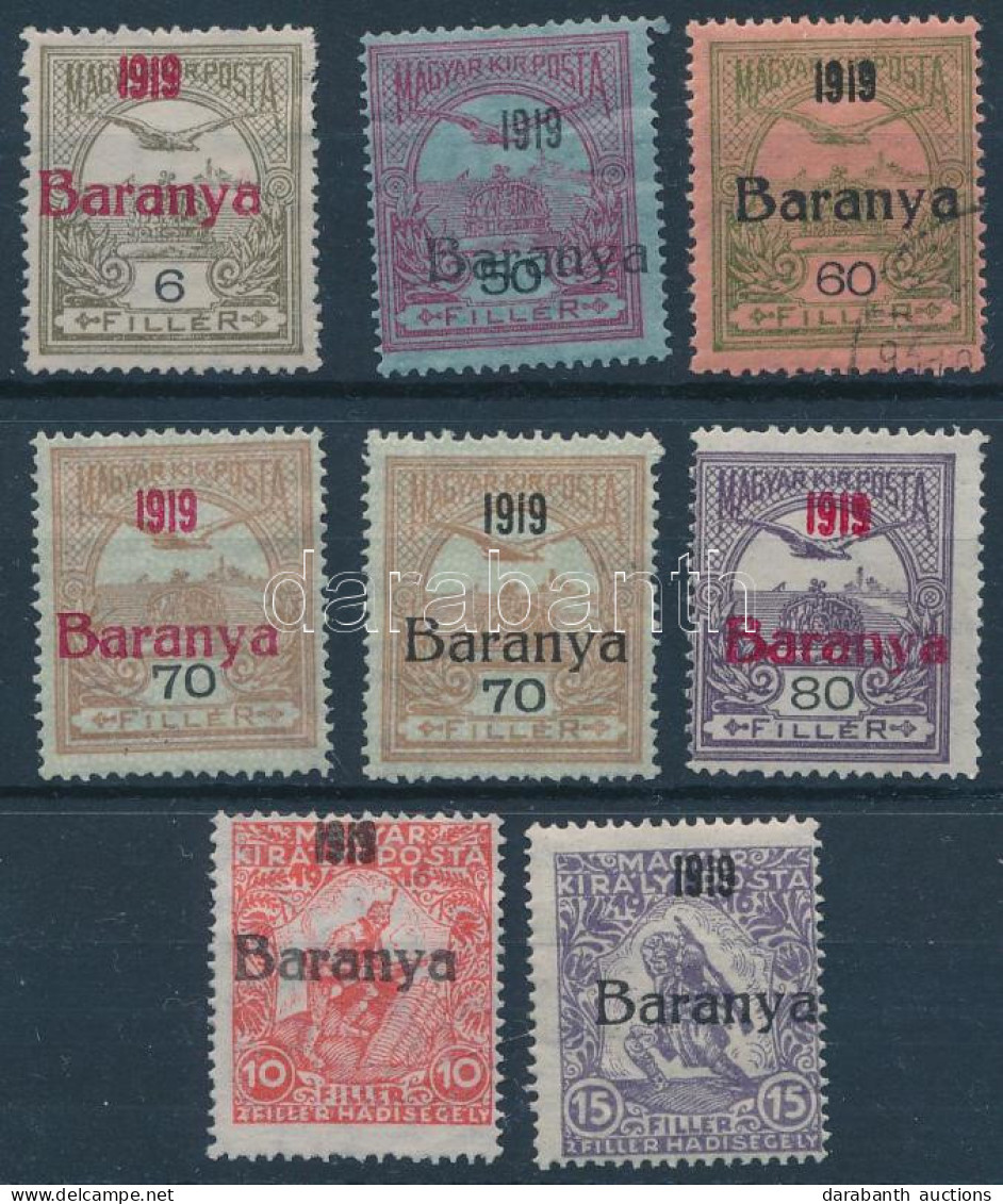 **, (*), O Baranya I. 1919 Turul 6 Db Bélyeg + Hadisegély (III.) 2 Db Bélyeg, Bodor Vizsgálójellel - Otros & Sin Clasificación