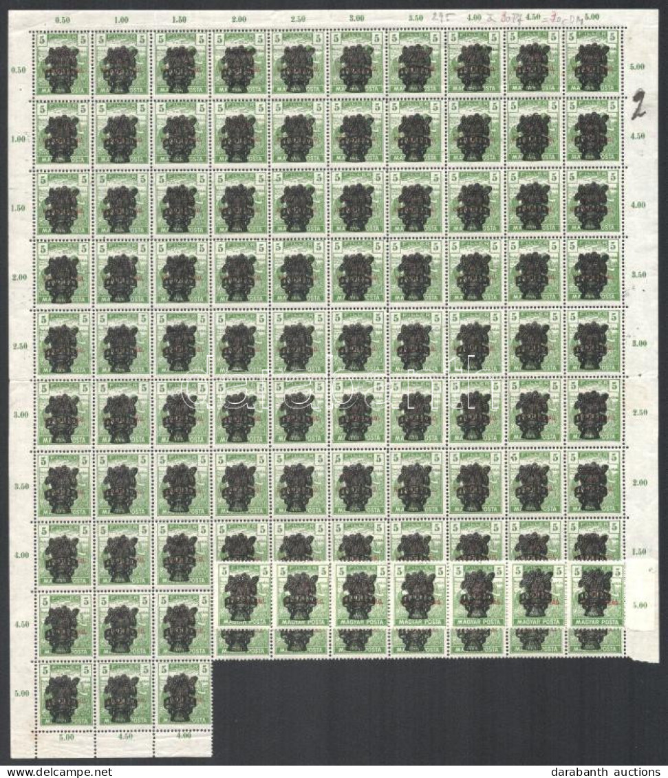 ** 1920 Búzakalász 5f Hajtott 93-as ívdarabban + 7-es Csík Hozzá Ragasztva (4.000) (az ívszél Tartja össze / Apaprted Pe - Autres & Non Classés