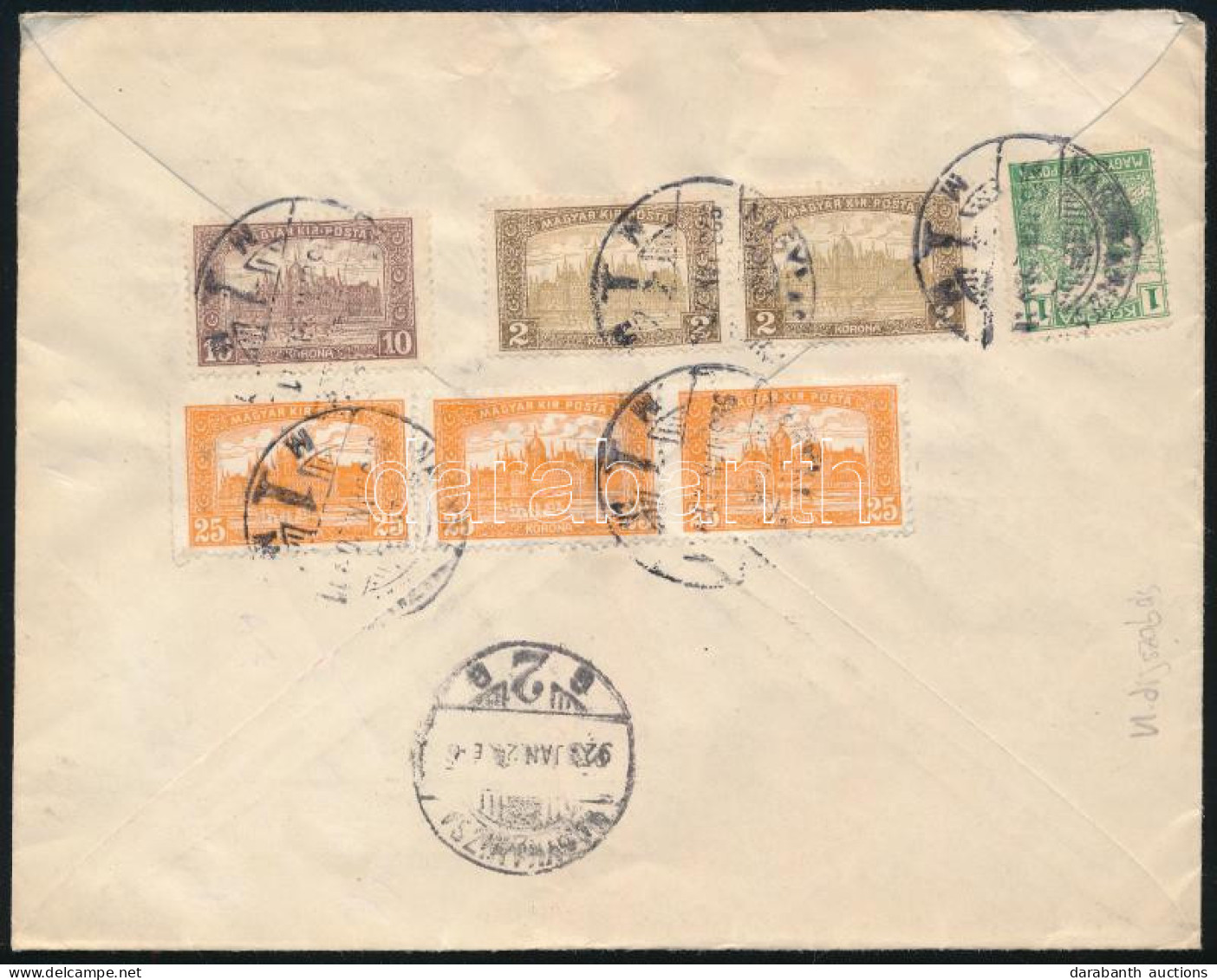 1923 Ajánlott Levél 7 Bélyeggel Bécsbe / Registered Cover To Vienna - Other & Unclassified