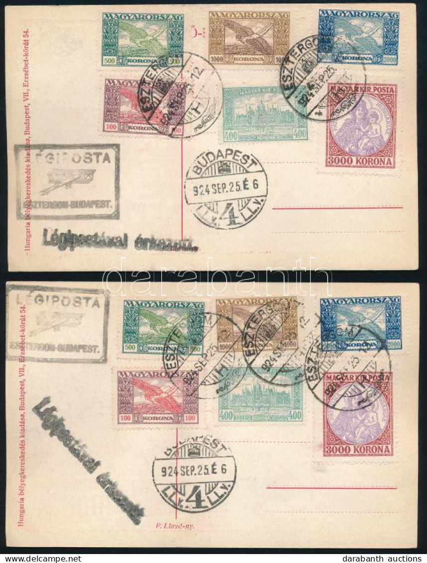 1924 2 Db Légiposta Levelezőlap "BUDAPEST" - "ESZTERGOM" - Other & Unclassified