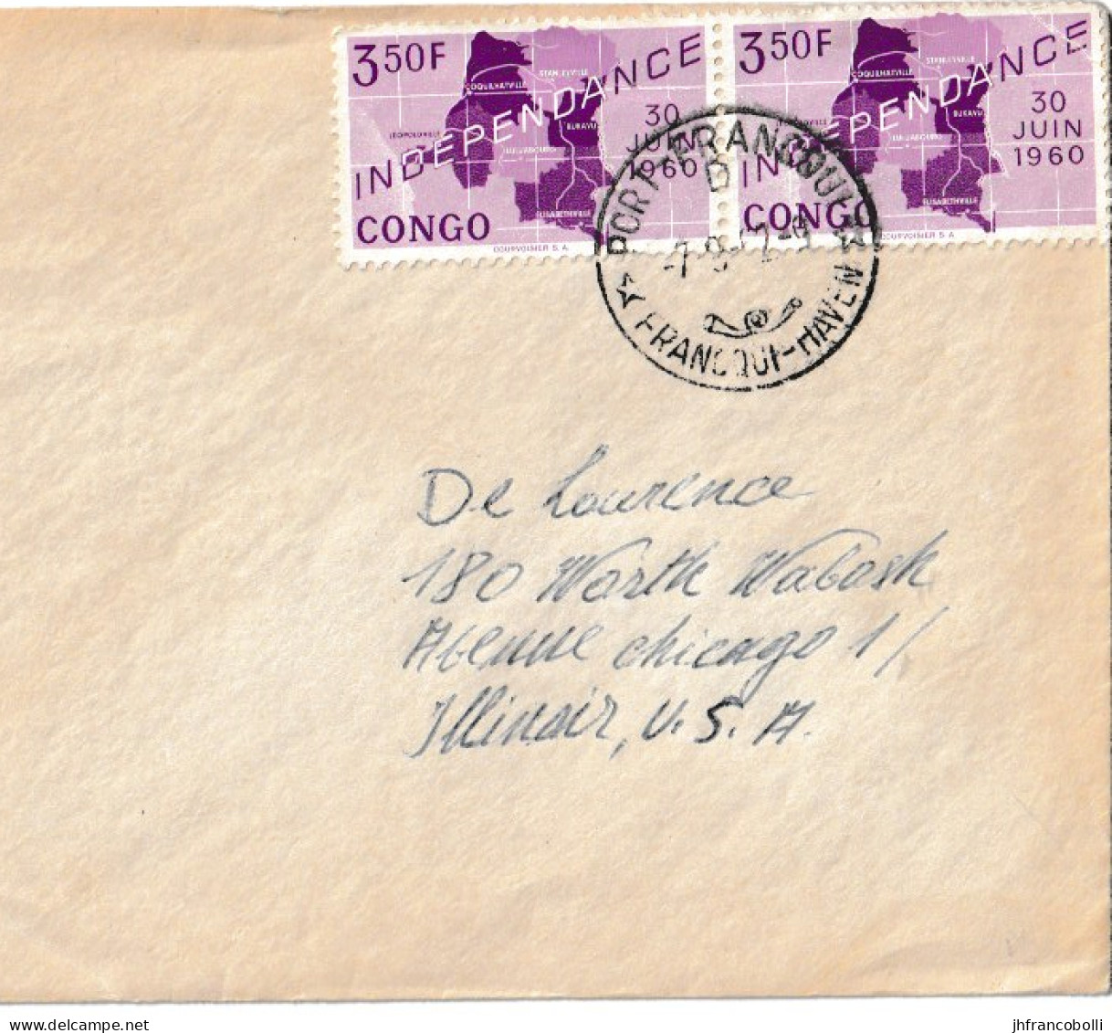 1962 PORT FRANQUI (HAVEN) CONGO DEMOCRATIQUE / DEMOCRATIC CONGO 2 INDEPENDANCE STAMPS    RARE CANCEL - Ungebraucht