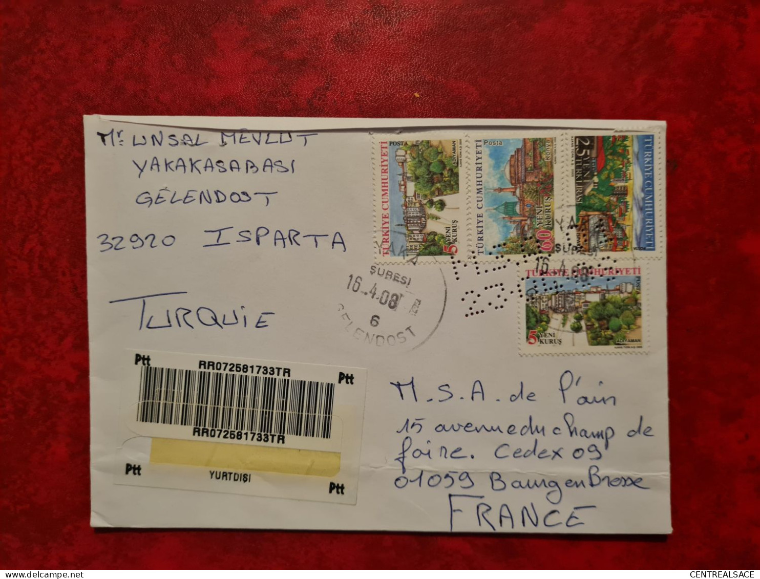 Lettre / Carte  RECOMMANDE GELENDOST 2008 YAKA - Autres & Non Classés