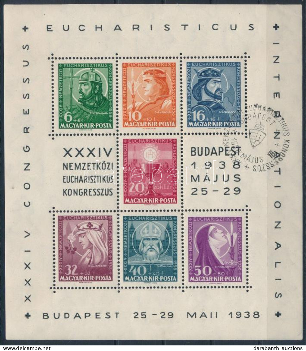 O 1938 Eucharisztikus Blokk Alkalmi Bélyegzéssel (9.000) - Other & Unclassified