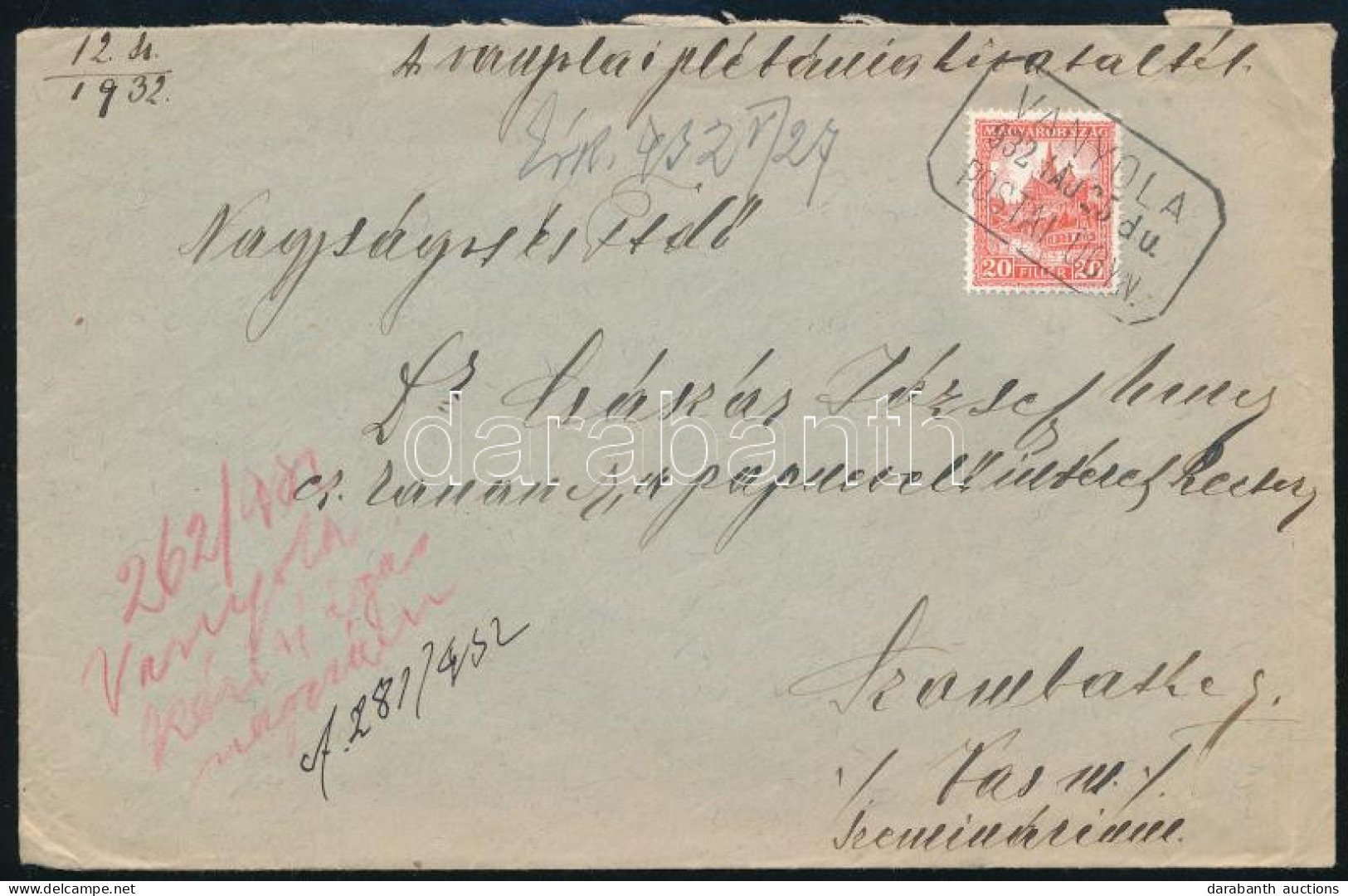 1932 Levél VANYOLA Postaügynökségi Bélyegzéssel - Other & Unclassified