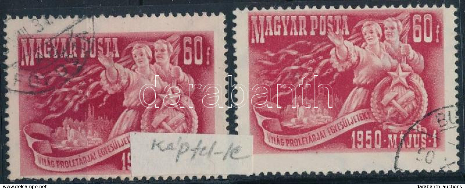 O 1950 2 Db Május 1. 60f Bélyeg Képbe Fogazva - Altri & Non Classificati