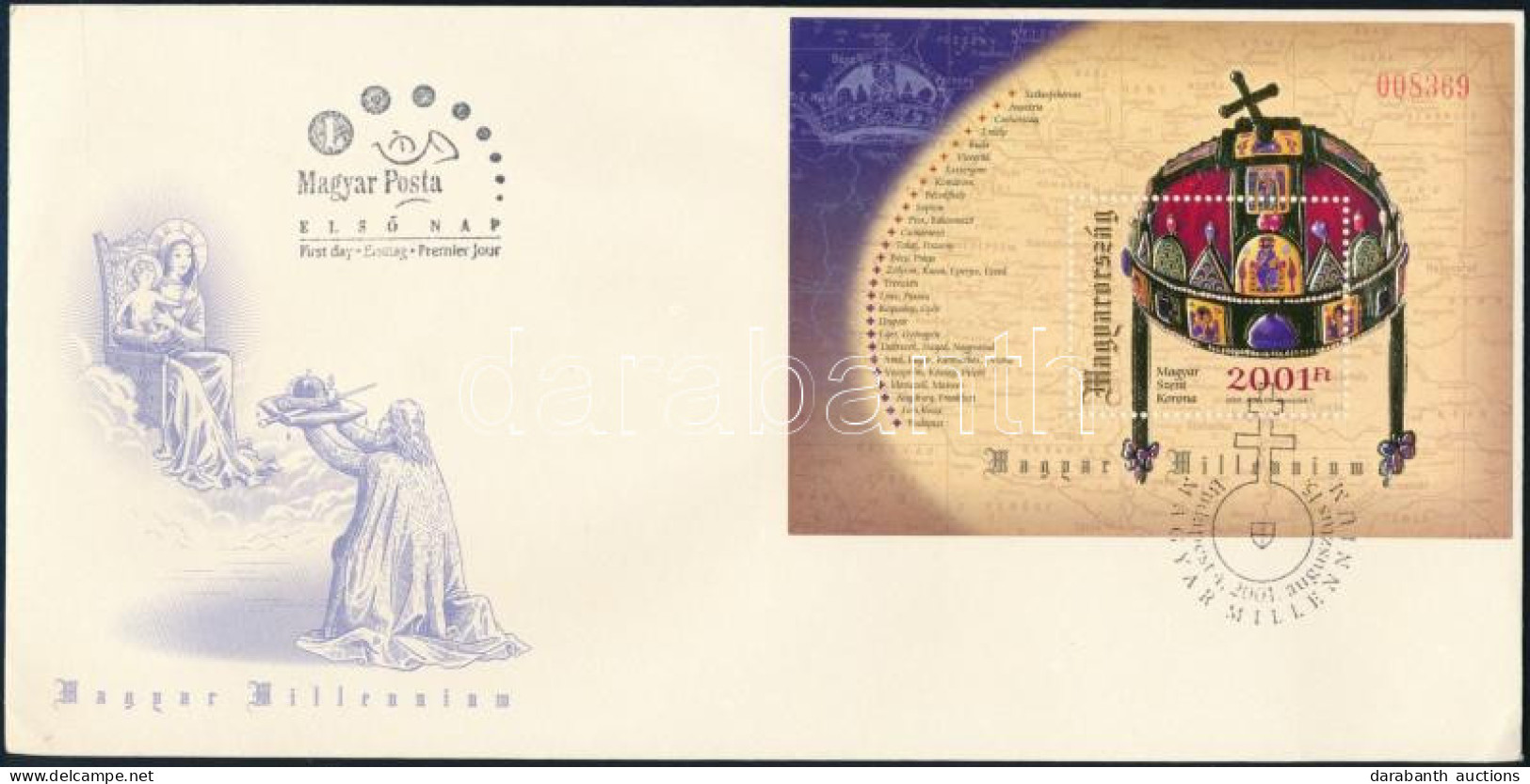 2001 Magyar Szent Korona Blokk FDC-n (6.000) - Otros & Sin Clasificación