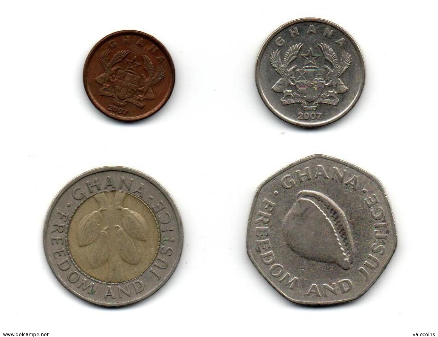 GHANA - 1996/2007 - 100+200 Cedis And 1+10 Pesawa - KM 32-35-37-39 - 4 Coins VF/XF - Ghana