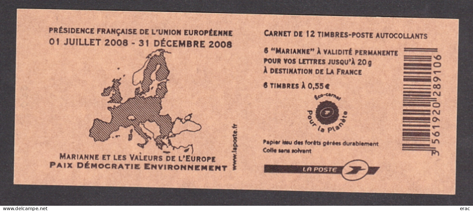 France - 2008 - Carnet C1516 - Neuf ** - Marianne Et Les Valeurs De L'Europe - Booklets