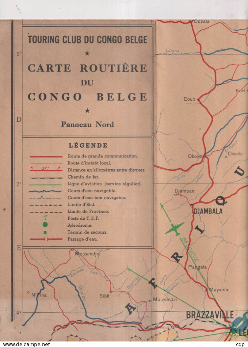 Carte Routière Du Congo Belge - Strassenkarten