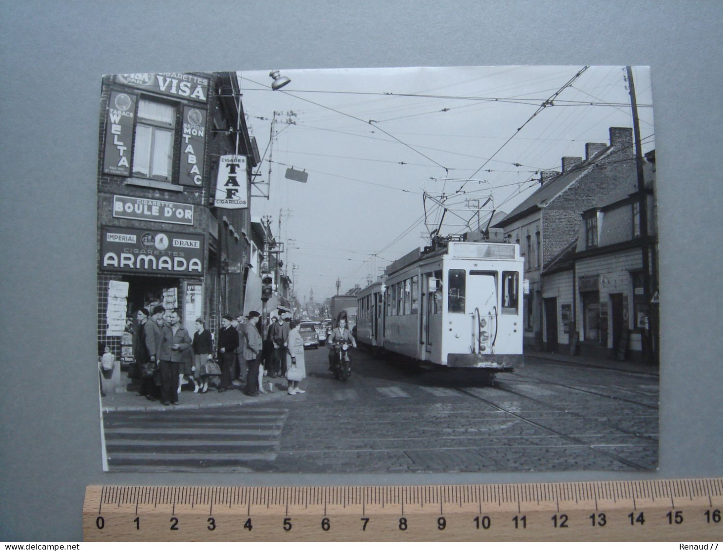 Photo Cliché J. BAZIN - Quaregnon - 4 Pavés - Rue Jules Destrée - Tram - Tramway - Ligne 7 - Quaregnon