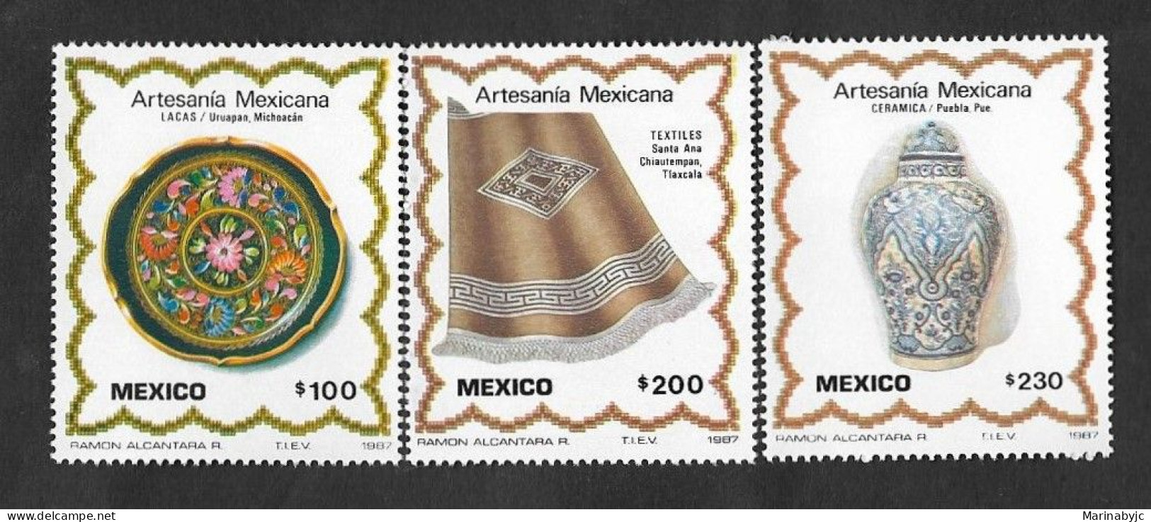 SE)1987 MEXICO  FROM THE MEXICAN CRAFTS SERIES, LACQUERS 100P SCT 1480, TEXTILES 200P SCT 1481 & CERAMICS 230P SCT 1482, - Mexico