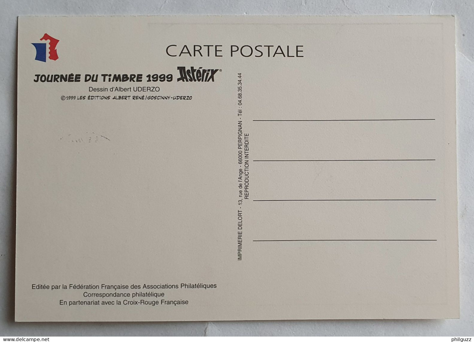 CARTE ASTERIX AVEC TIMBRE ET FRANCHISSEMENT 1ER JOUR 1999 - Tarjetas Postales