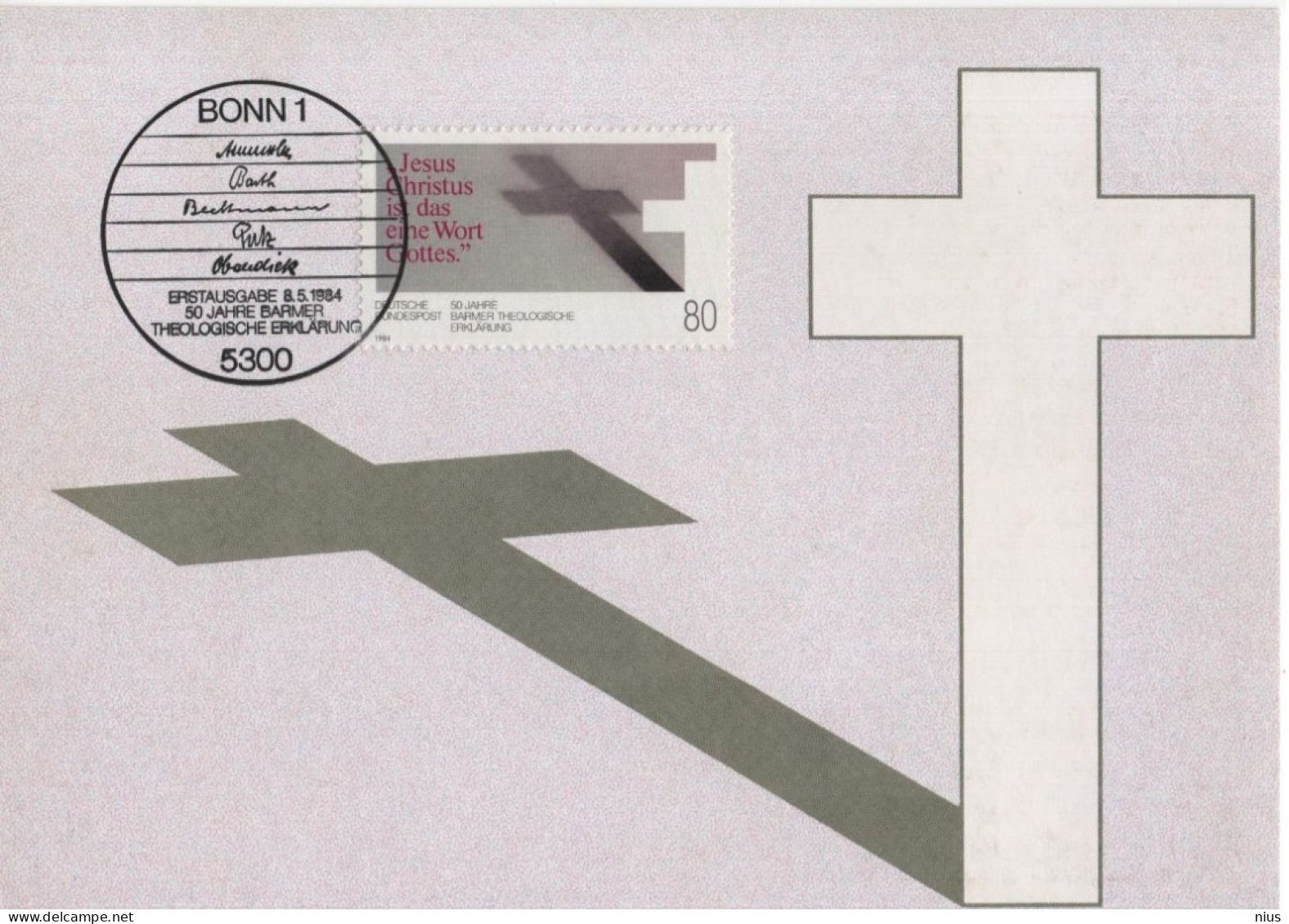 Germany Deutschland 1984 Maximum Card, 50 Jahre Barmer Theologische Erklärung, Canceled In Bonn - 1981-2000