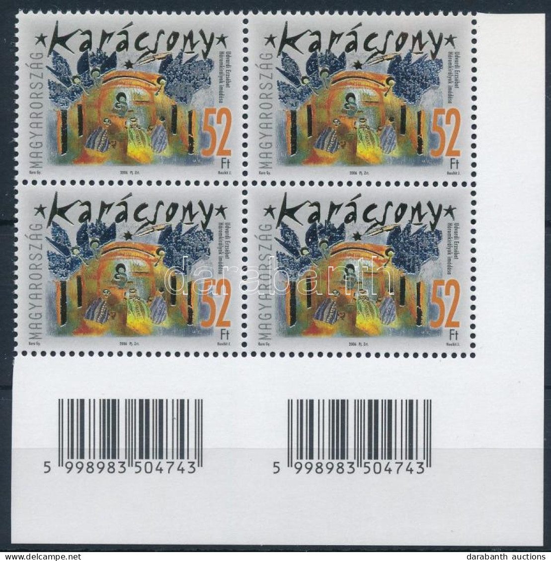 ** 2006 Karácsony Vonalkódos Négyestömb - Andere & Zonder Classificatie