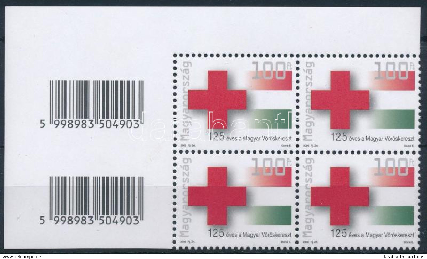 ** 2006 Vöröskereszt (VIII.) Vonalkódos Négyestömb - Autres & Non Classés
