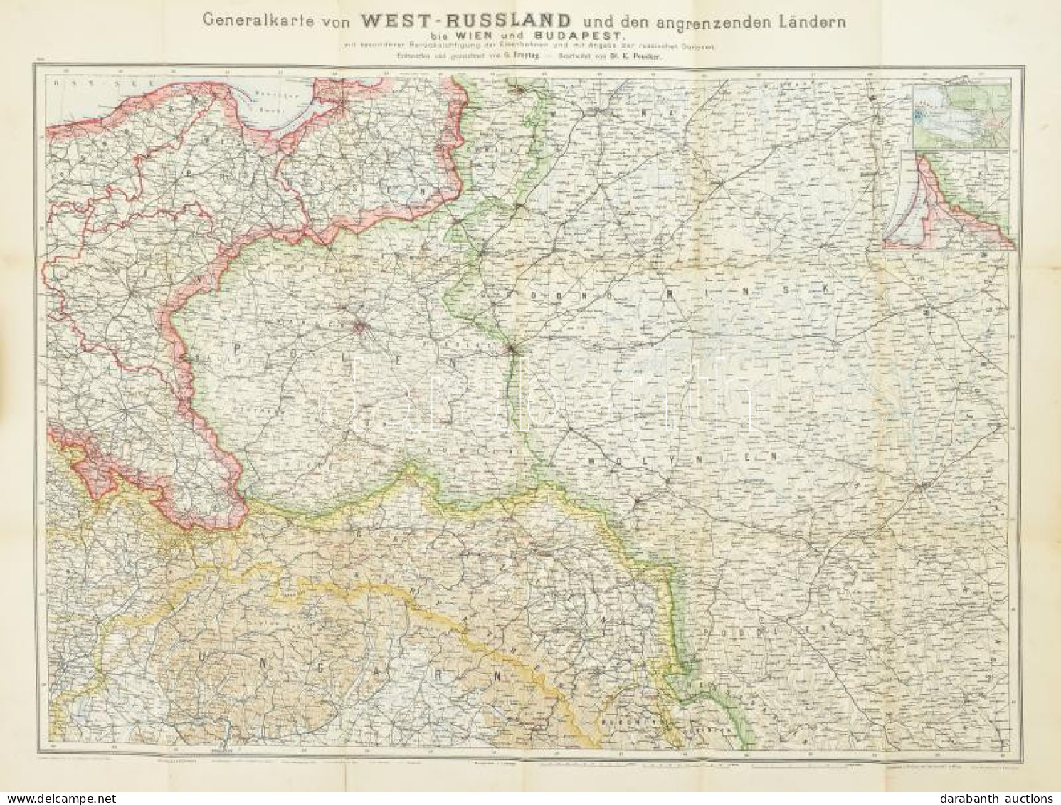 Generalkarte Von West-Russland Und Den Angrenzenden Ländern Bis Wien Und Budapest. Artaria, 1914., Wien 1: 1,500 000 Tér - Autres & Non Classés