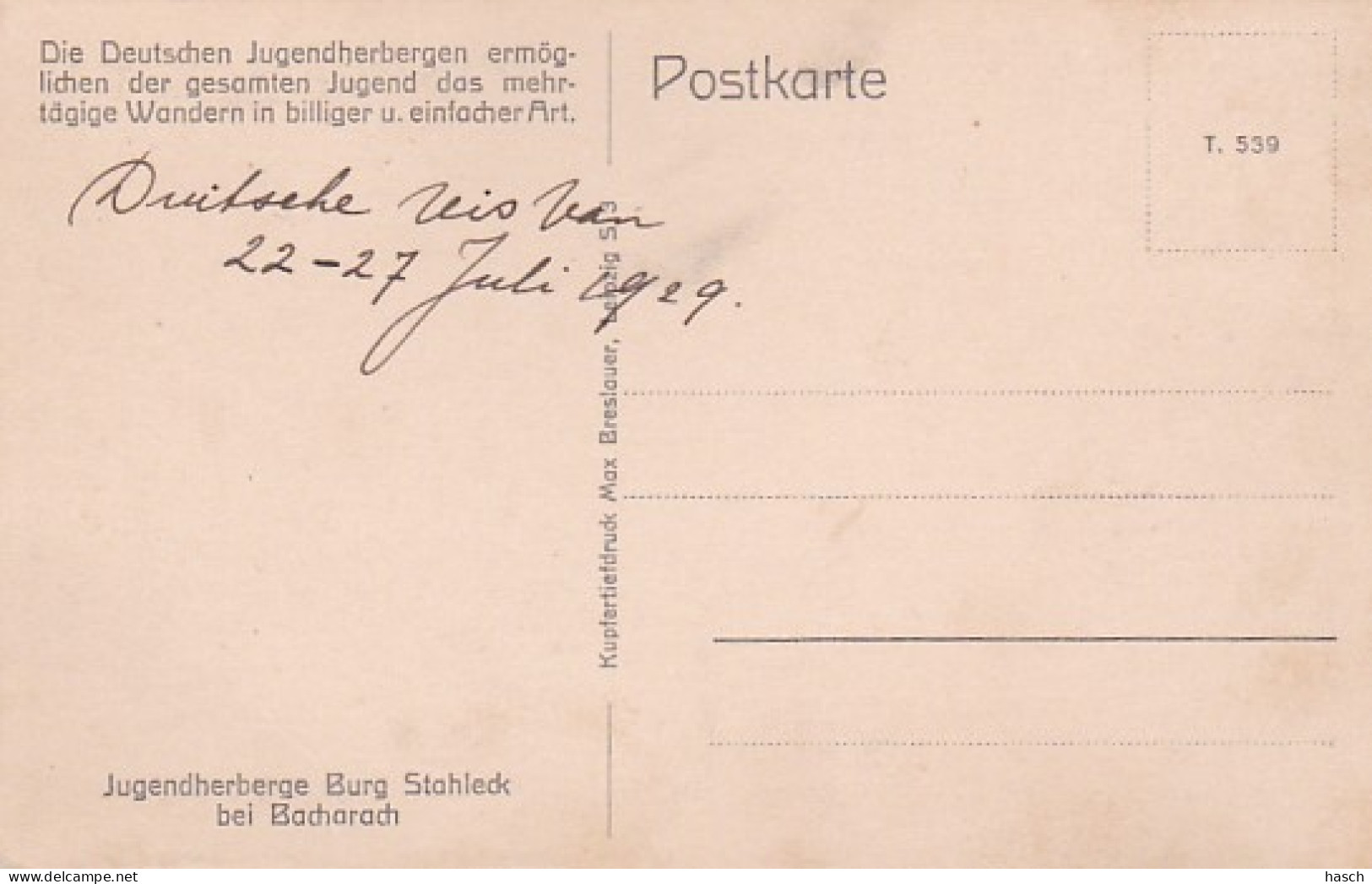 3817	76	Stahleck, Jugendherberge Burg Stahleck 1929 (sehen Ecken) - Bacharach