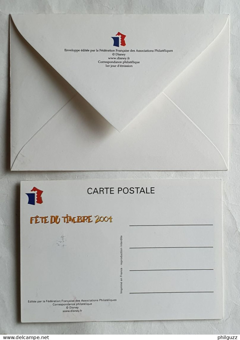 CARTE ET ENVELOPPEWALT DISNEY MICKEY AVEC TIMBRE ET FRANCHISSEMENT 1ER JOUR 2004 - Cartes Postales