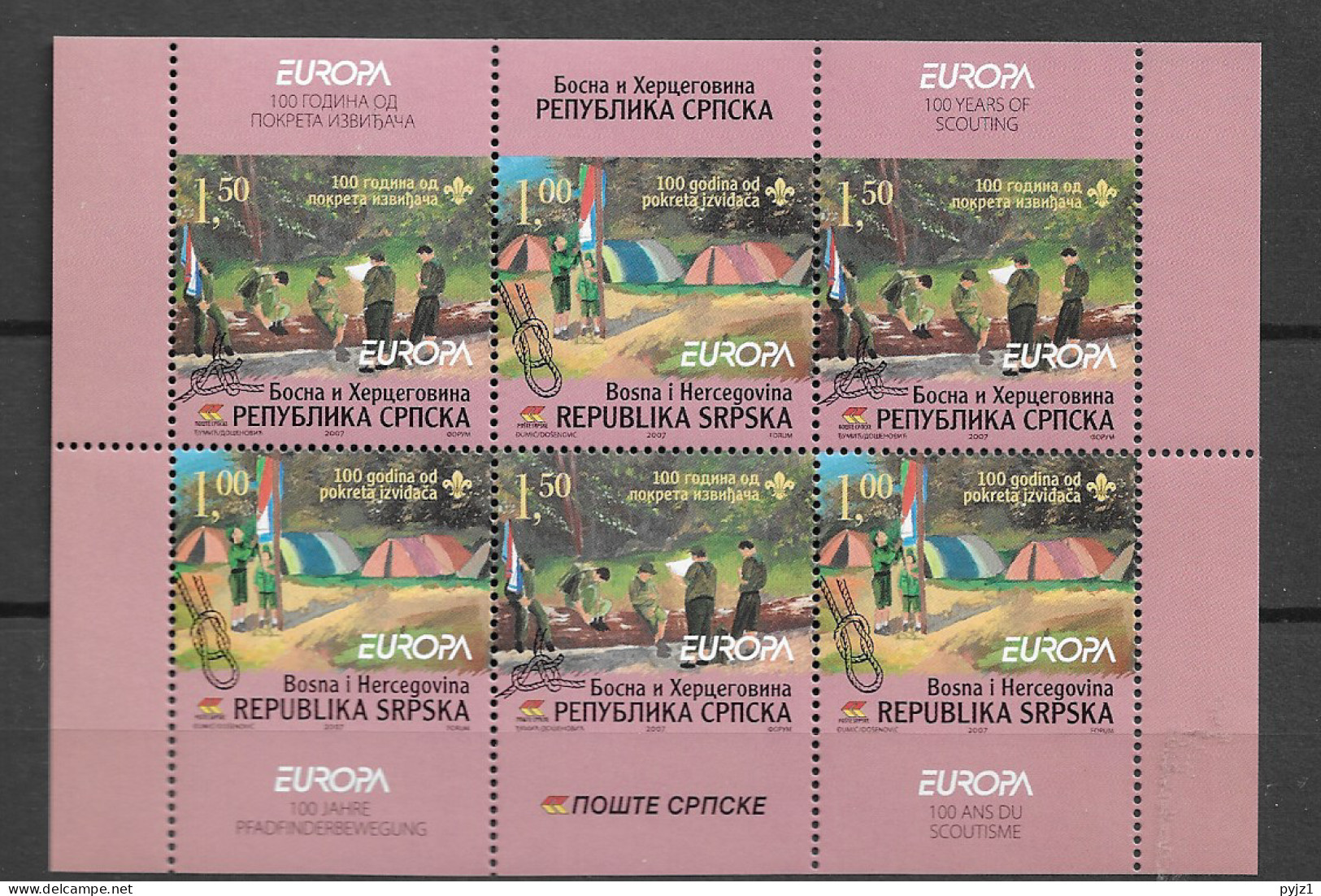 2007 MNH Bosnia Serbian Post Booklet Pane Postfris** - 2007