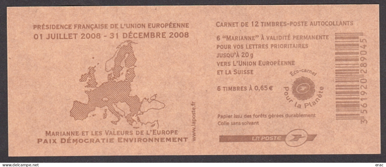 France - 2008 - Carnet C1517b (sans Numéro De Liasse) - Inscriptions Couverture Brun Très Clair - Neuf ** - Markenheftchen