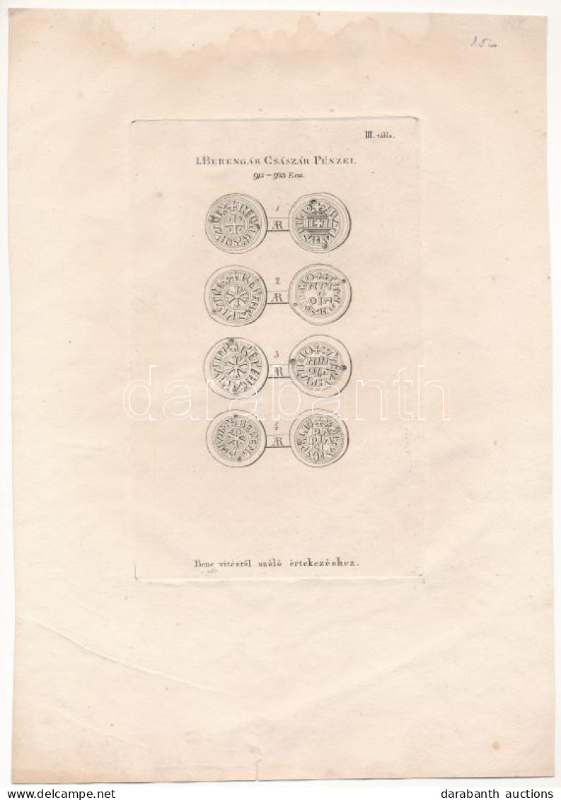 "I. Berengár Császár Pénzei - III. Tábla" 4db érme Elő és Hátlapi Nyomata, "Bene Vitézről Szóló értekezéshez" Címmel A L - Ohne Zuordnung