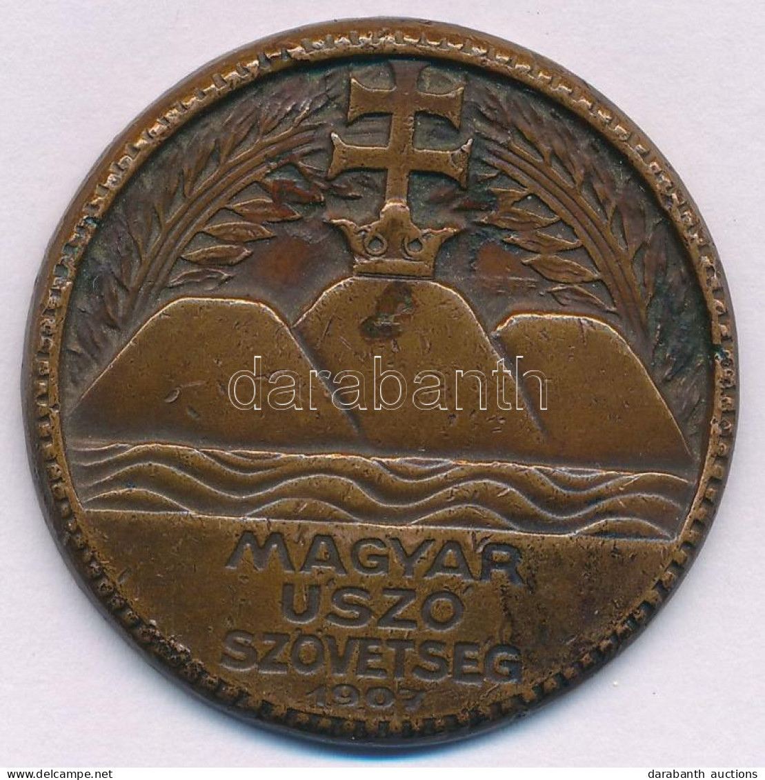 Göröntsér Greff Lajos (1888-1976) 1907. "Magyar Úszó Szövetség" Egyoldalas Bronz Emlékérem (41mm) T:XF Patina, Ph - Unclassified