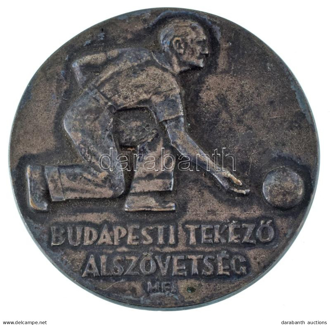 1949. "Budapesti Tekéző Alszövetség" Egyoldalas öntött Bronz Emlékérm, Hátoldalán "1949. 8-as Csapat I." Gravírozással.  - Unclassified