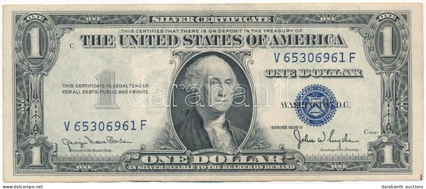Amerikai Egyesült Államok 1935. 1$ "V 65306961 F" Silver Certificate - Kisméretű Kék Pecsét" , Georgia Neese Clark - Joh - Zonder Classificatie