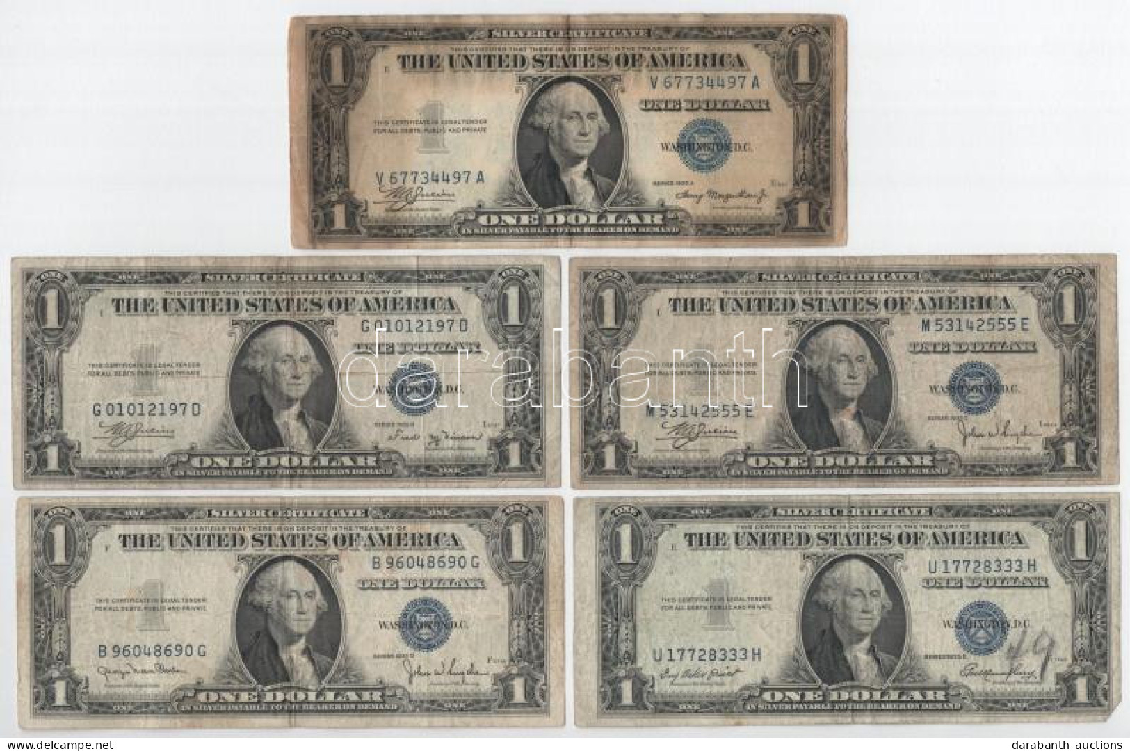 Amerikai Egyesült Államok 1935. 1$ Silver Certificate - Kisméretű", Kék Pecsét (5xklf Sorozat: 1935A, 1935B, 1935C, 1935 - Ohne Zuordnung