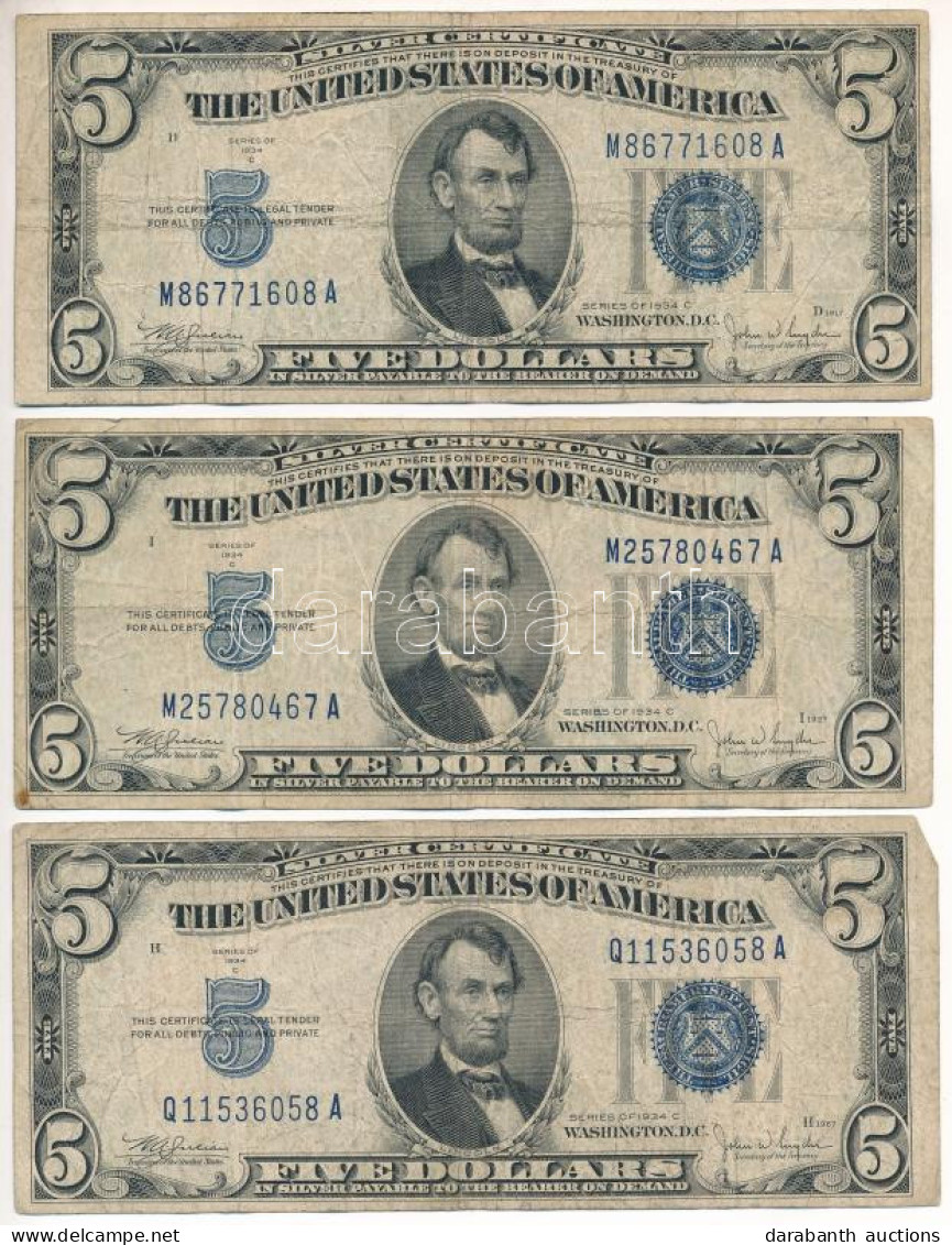 Amerikai Egyesült Államok 1946-1949. (1934C) 5$ "Silver Certificate - Kisméretű" Kék Pecsét "William Alexander Julian, J - Sin Clasificación